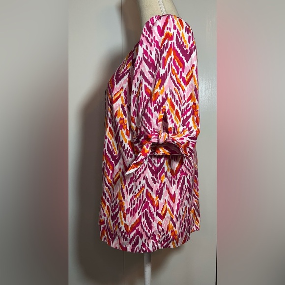 Emily Daniel’s Pink/Red/Orange Blouse Women’s Size L Button Down - Picture 3 of 8